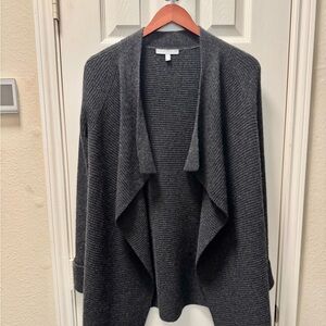 Neiman Marcus Cashmere Charcoal Draped Cardigan - Size XS